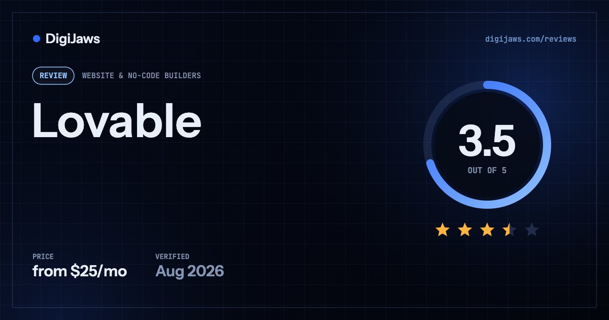 Lovable review: rated 3.5 out of 5, from $25/mo