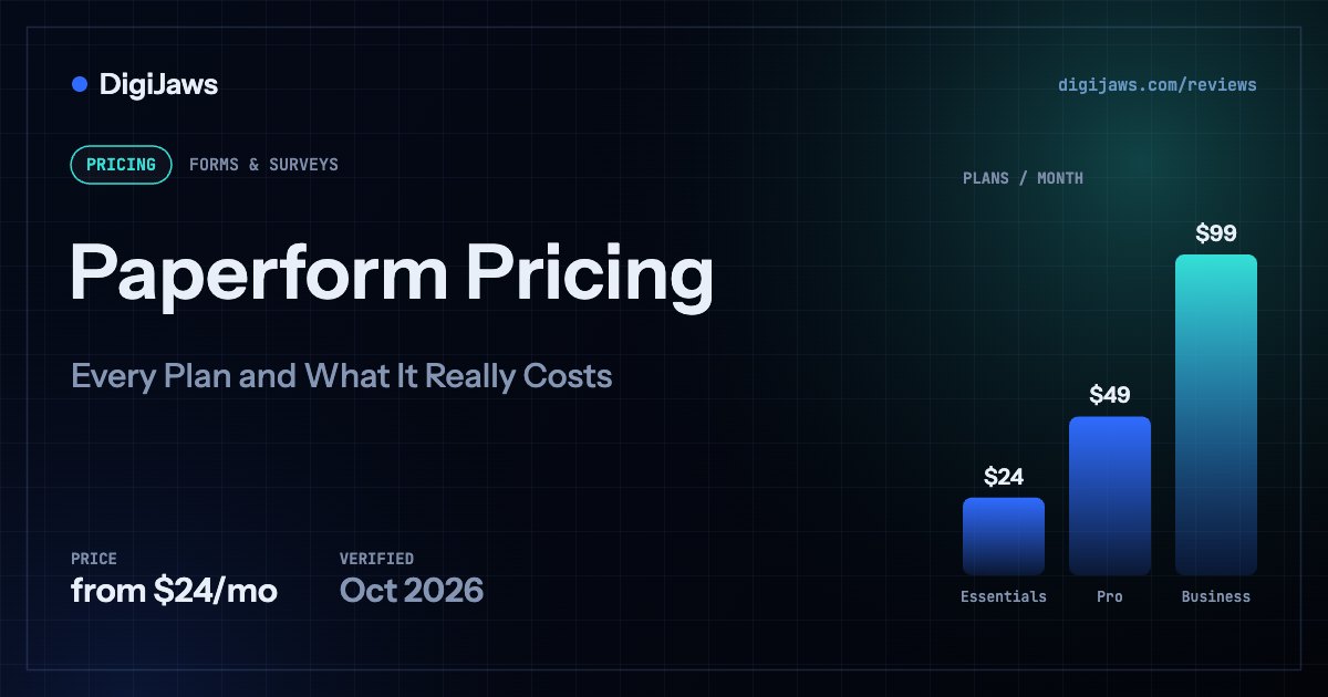 Paperform Pricing: plan prices from $24/mo