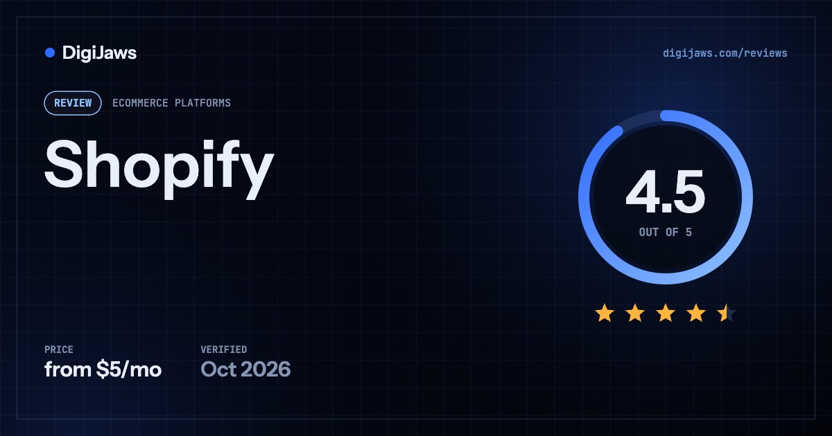 Shopify review: rated 4.5 out of 5, from $5/mo