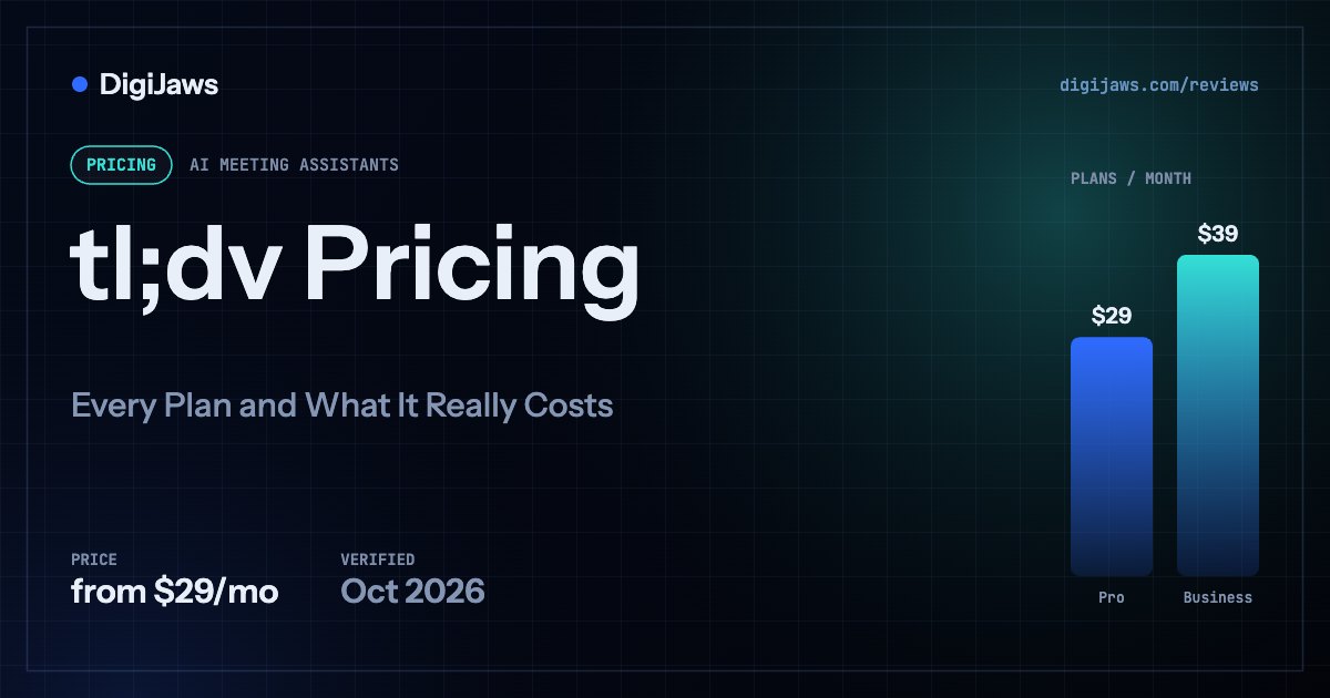 tl;dv Pricing: plan prices from $29/mo