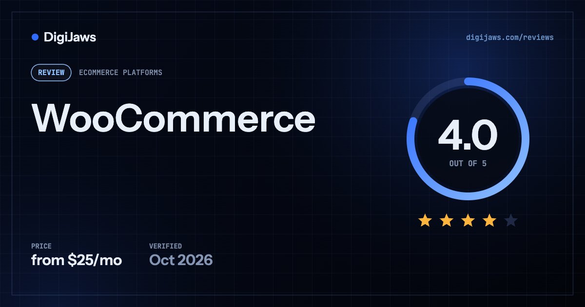 WooCommerce review: rated 4.0 out of 5, from $25/mo